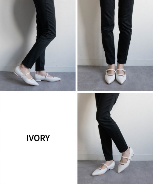Fabby fabby（ファビィーファビィー）の「ポインテッドスリットデザインフラットパンプス（パンプス・レディース・シルバー/アイボリー/ブラック・SMALL/LARGE/MEDIUM）」の5枚目の写真