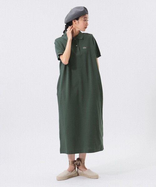 新品タグ付★BEAMS BOY★ 別注ラコステ★ロングピケドレス黒 セール】【別注】LACOSTE / ロング ピケ ドレス（ワンピース