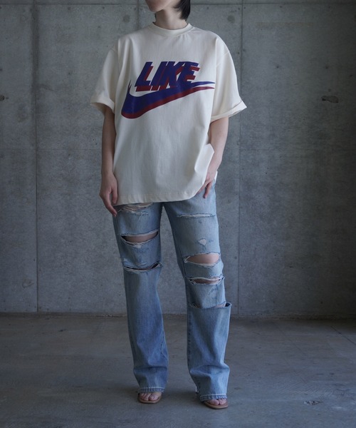 k3&co.(ケイスリーアンドコー)の「【LIKE】PRINT TEE(Tシャツ/カットソー・レディース・ネイビー/アイボリー/グレー・ONE SIZE)」の14枚目の写真