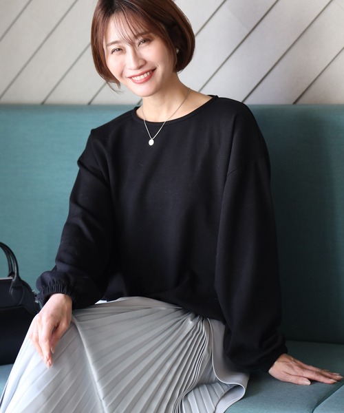Ehre style(エーレスタイル)の「着るだけ整う!こんなロンTどうですか?ゆる見せトップス(Tシャツ/カットソー・レディース・ブラウン/ベージュ/ブラック・FREE)」の5枚目の写真