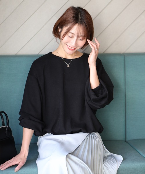 Ehre style(エーレスタイル)の「着るだけ整う!こんなロンTどうですか?ゆる見せトップス(Tシャツ/カットソー・レディース・ブラウン/ベージュ/ブラック・FREE)」の7枚目の写真