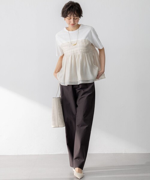 【最終値下げ】23区　オーガンジービスチェコンビカットソー 23区 tシャツ 「WEB＆一部店舗限定カラーあり」オーガンジービスチェ