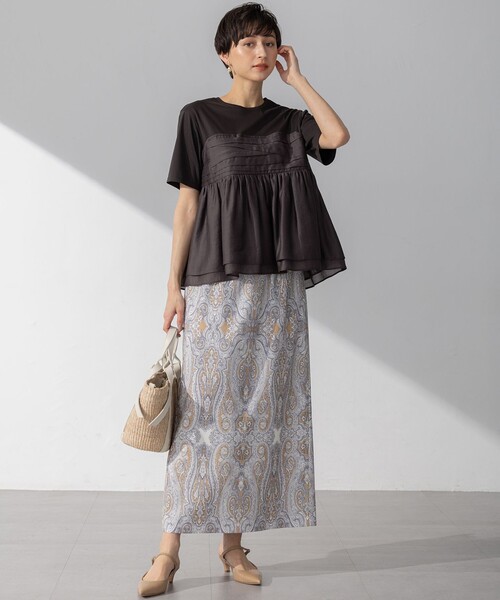 新品未使用　23区　オーガンジービスチェコンビ カットソー　イエロー 38サイズ 23区 tシャツ 「杏さん着用/WEB＆一部店舗限定カラーあり
