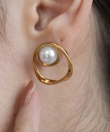 金属アレルギー対応 ニュアンススクエアパールピアス