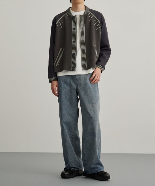 PUBLIC TOKYO（パブリックトウキョウ）の「グラフィティ―ニットスタジャンカーデ（カーディガン/ボレロ・メンズ・ライトグレー/ダークブラウン・1/2）」の6枚目の写真