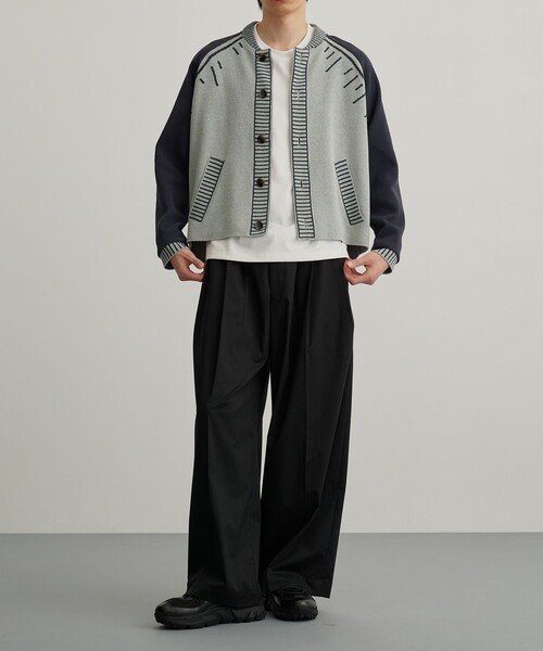 PUBLIC TOKYO（パブリックトウキョウ）の「グラフィティ―ニットスタジャンカーデ（カーディガン/ボレロ・メンズ・ライトグレー/ダークブラウン・1/2）」の9枚目の写真