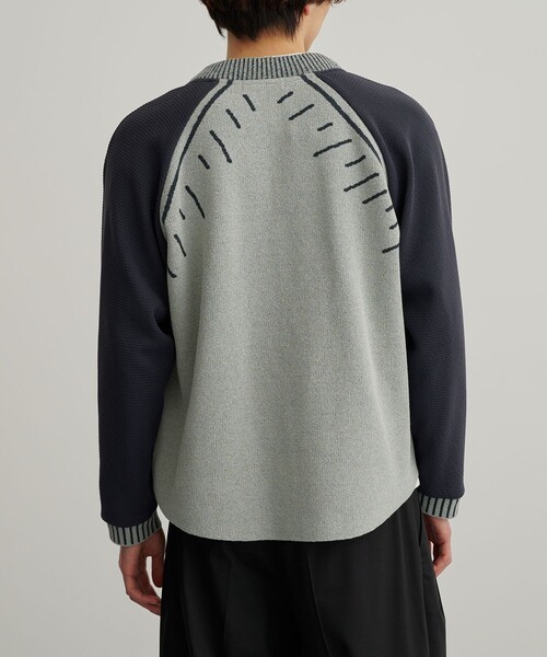 PUBLIC TOKYO（パブリックトウキョウ）の「グラフィティ―ニットスタジャンカーデ（カーディガン/ボレロ・メンズ・ライトグレー/ダークブラウン・1/2）」の13枚目の写真