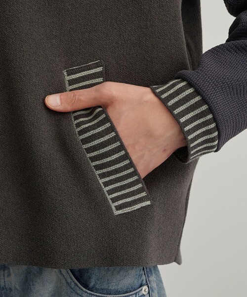 PUBLIC TOKYO（パブリックトウキョウ）の「グラフィティ―ニットスタジャンカーデ（カーディガン/ボレロ・メンズ・ライトグレー/ダークブラウン・1/2）」の18枚目の写真