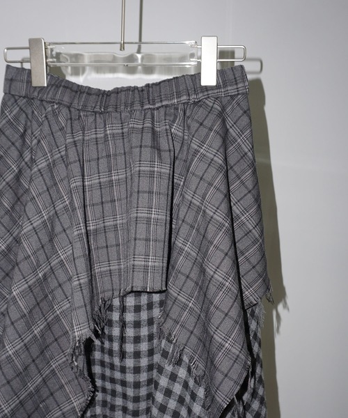 chalayan アシンメトリースカート チェック柄アシンメトリーティアードスカート[tw1126