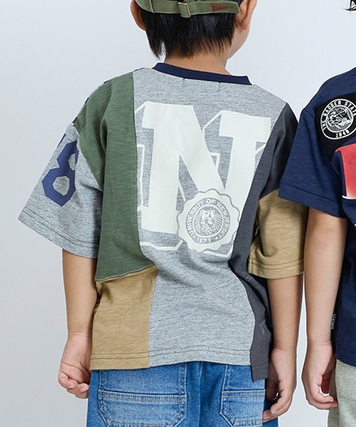 F.O.KIDS（エフオーキッズ）の「F.O.KIDS/エフオーキッズ リメイクTシャツ 2color（Tシャツ/カットソー・キッズ・グレー/レインボー・130/140/150）」の2枚目の写真