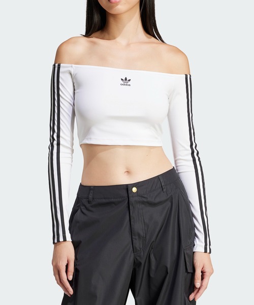 ◆国内発送◆【adidas】アディカラー オフショルダー長袖Tシャツ アディカラー オフショルダー 長袖Tシャツ / ロンT / アディダス