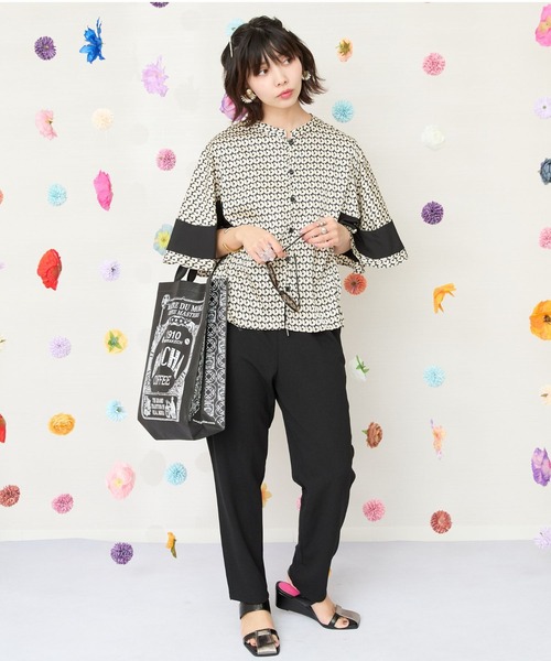 JETSET SOLO PLUS (ジェットセットソロプラス)の「【JETSET SOLO PLUS】ジョーゼットニットドロストテーパードパンツ(スラックス・レディース・ピンク/グレイッシュベージュ/サックスブルー/ブラック・FREE)」の6枚目の写真