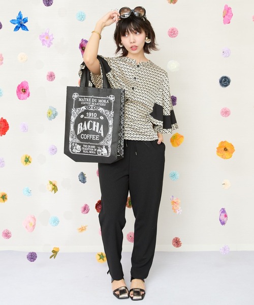 JETSET SOLO PLUS (ジェットセットソロプラス)の「【JETSET SOLO PLUS】ジョーゼットニットドロストテーパードパンツ(スラックス・レディース・ピンク/グレイッシュベージュ/サックスブルー/ブラック・FREE)」の7枚目の写真