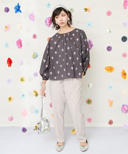 JETSET SOLO PLUS (ジェットセットソロプラス)の「【JETSET SOLO PLUS】ジョーゼットニットドロストテーパードパンツ(スラックス・レディース・ピンク/グレイッシュベージュ/サックスブルー/ブラック・FREE)」の19枚目の写真