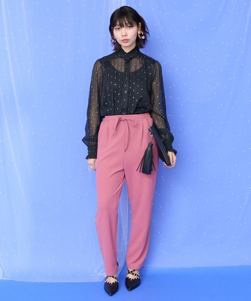 JETSET SOLO PLUS (ジェットセットソロプラス)の「【JETSET SOLO PLUS】ジョーゼットニットドロストテーパードパンツ(スラックス・レディース・ピンク/グレイッシュベージュ/サックスブルー/ブラック・FREE)」の20枚目の写真
