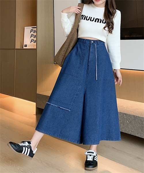 Dream garden(ドリームガーデン)の「デニムスカーチョ(デニムパンツ・レディース・ブルー・M/L/XL/2XL/3XL/4XL)」の6枚目の写真