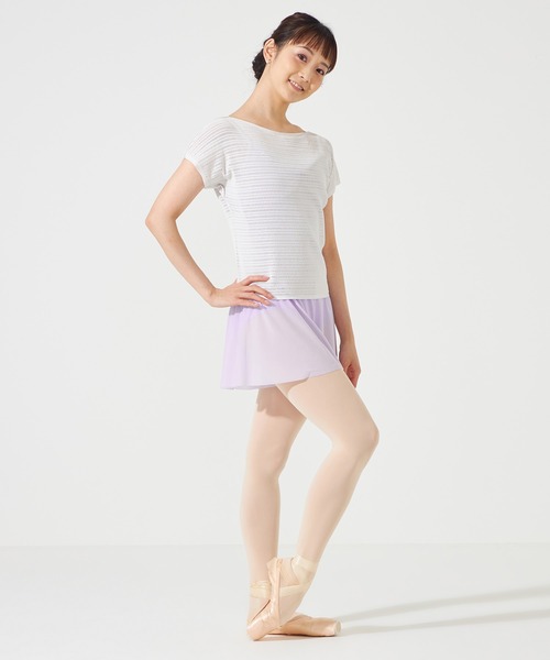 ニット セーター 「ノーソーイングニット」ボートネックメッシュTシャツ レディース Chacott ニット セーター 「ノーソーイングニット」ボートネック