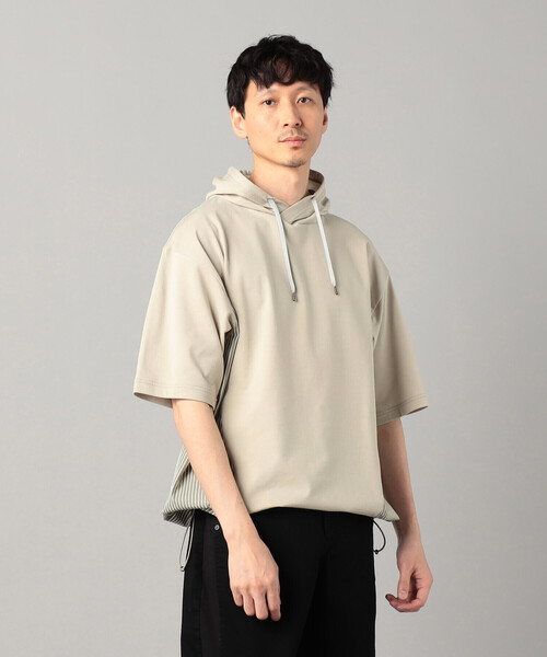 β MEN(ベータメン)の「スピンドル 半袖パーカ(パーカー・メンズ・ベージュ/ブラック/ネイビー/ホワイト・L/M)」の3枚目の写真
