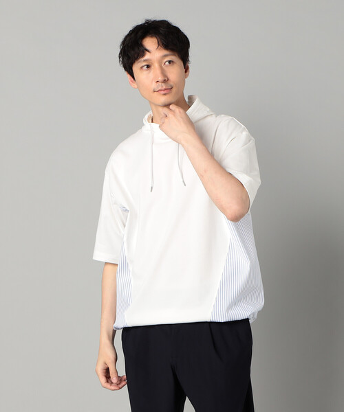 β MEN(ベータメン)の「スピンドル 半袖パーカ(パーカー・メンズ・ベージュ/ブラック/ネイビー/ホワイト・L/M)」の1枚目の写真