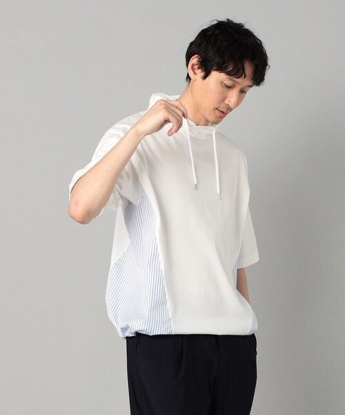 β MEN(ベータメン)の「スピンドル 半袖パーカ(パーカー・メンズ・ベージュ/ブラック/ネイビー/ホワイト・L/M)」の14枚目の写真