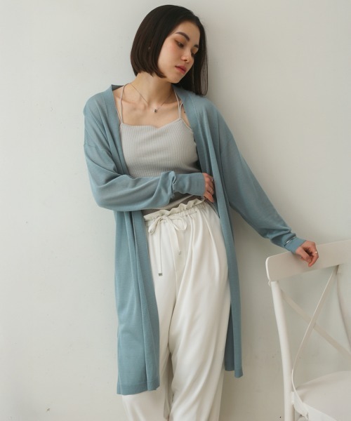 Bou Jeloud（ブージュルード）の「【接触冷感／UVカット】UVサラサラロングニットカーディガン（カーディガン/ボレロ・レディース・ブルー/ブラック/ベージュ・FREE）」の3枚目の写真