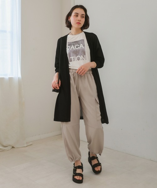 Bou Jeloud（ブージュルード）の「【接触冷感／UVカット】UVサラサラロングニットカーディガン（カーディガン/ボレロ・レディース・ブルー/ブラック/ベージュ・FREE）」の5枚目の写真