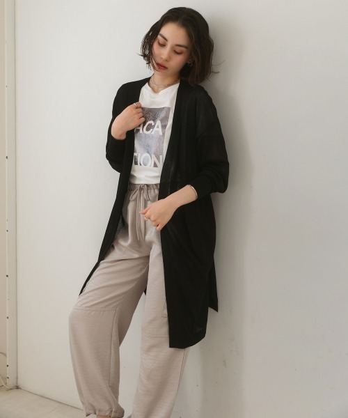 Bou Jeloud（ブージュルード）の「【接触冷感／UVカット】UVサラサラロングニットカーディガン（カーディガン/ボレロ・レディース・ブルー/ブラック/ベージュ・FREE）」の7枚目の写真