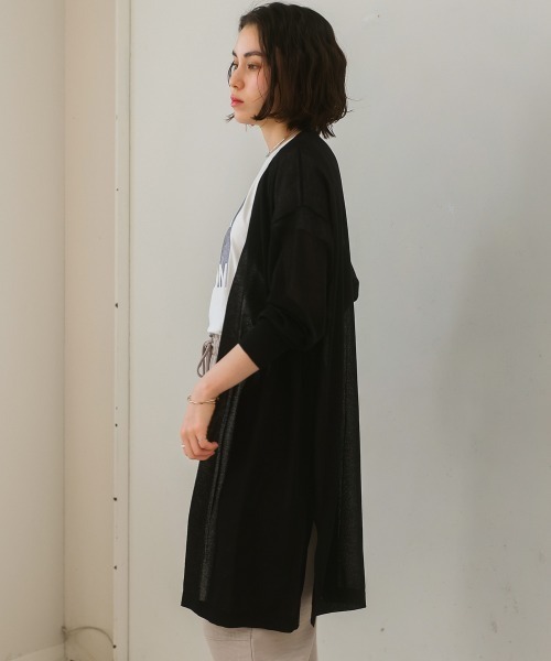 Bou Jeloud（ブージュルード）の「【接触冷感／UVカット】UVサラサラロングニットカーディガン（カーディガン/ボレロ・レディース・ブルー/ブラック/ベージュ・FREE）」の9枚目の写真