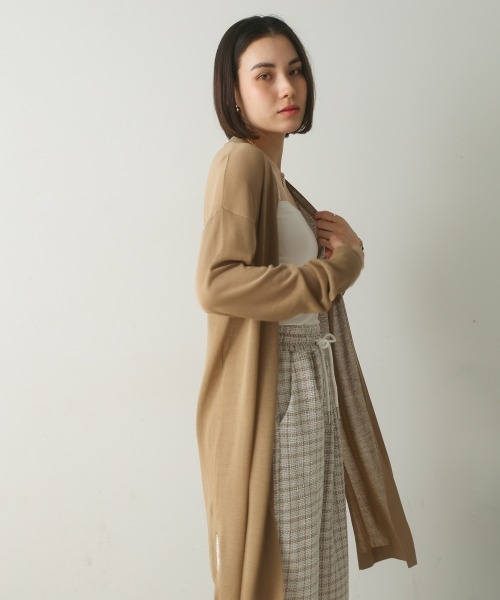 Bou Jeloud（ブージュルード）の「【接触冷感／UVカット】UVサラサラロングニットカーディガン（カーディガン/ボレロ・レディース・ブルー/ブラック/ベージュ・FREE）」の21枚目の写真