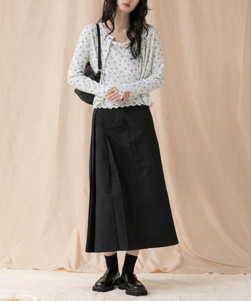 janemarple 花柄カーディガンとフレアスカートセット テープヤーンショートカーディガン＋花柄スカート／SET｜INGNI(イング