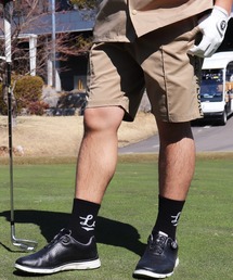 LUXE/R GOLF（ラグジュ ゴルフ）の「(RM)【LUXE/R GOLF】ストレッチ クロス サイドロゴ ショート ピンタック パンツ（チノパンツ）」