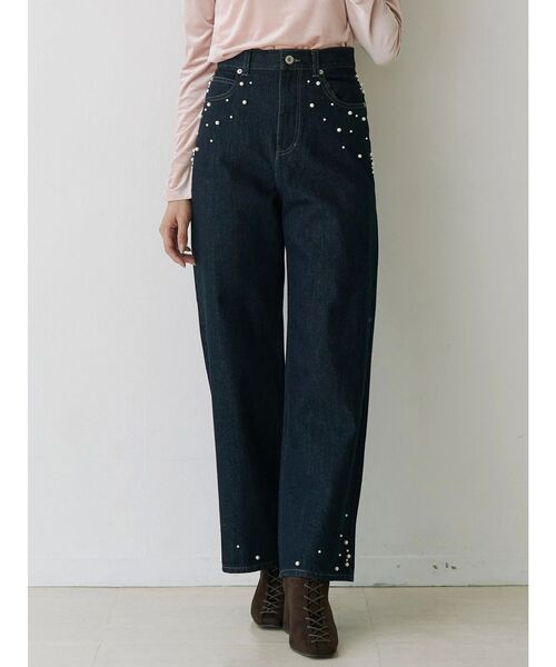 MERCURYDUO(マーキュリーデュオ)の「【追加生産】パールデニムパンツ(デニムパンツ・レディース・ブルー/ライトブルー/インディゴブルー・SMALL/MEDIUM)」の3枚目の写真