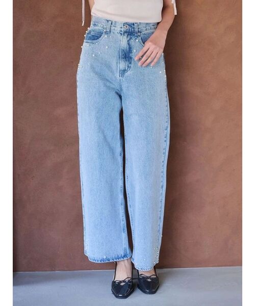 MERCURYDUO(マーキュリーデュオ)の「【追加生産】パールデニムパンツ(デニムパンツ・レディース・ブルー/ライトブルー/インディゴブルー・SMALL/MEDIUM)」の6枚目の写真