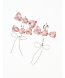PINK HOUSE（ピンクハウス）の「gingham check shibori flower earrings（イヤリング）」