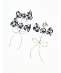 PINK HOUSE（ピンクハウス）の「gingham check shibori flower earrings（イヤリング）」