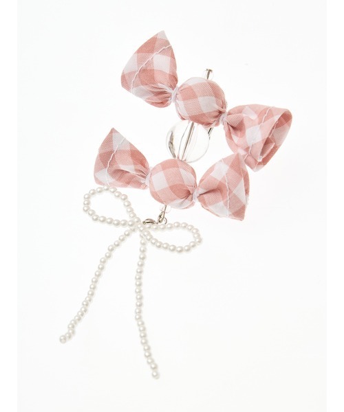 gingham check shibori flower earrings