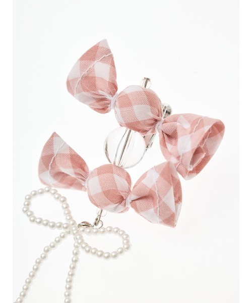 gingham check shibori flower earrings