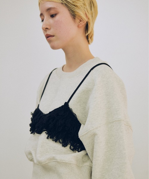 lit（リット）の「Loop Fringe Knit Bustier（キャミソール・レディース・ブラック/ベージュ/チャコールグレー・FREE）」の15枚目の写真