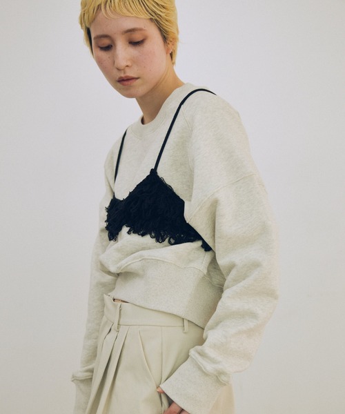 lit（リット）の「Loop Fringe Knit Bustier（キャミソール・レディース・ブラック/ベージュ/チャコールグレー・FREE）」の12枚目の写真