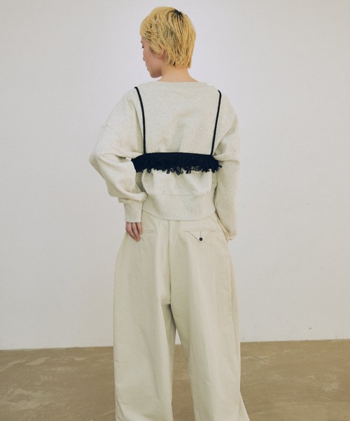 lit（リット）の「Loop Fringe Knit Bustier（キャミソール・レディース・ブラック/ベージュ/チャコールグレー・FREE）」の14枚目の写真