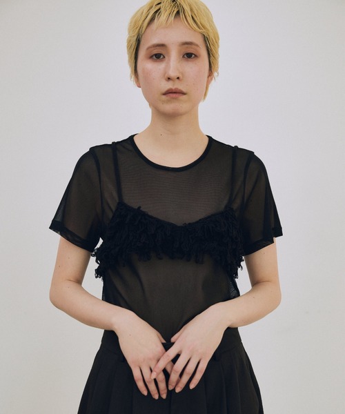 lit（リット）の「Loop Fringe Knit Bustier（キャミソール・レディース・ブラック/ベージュ/チャコールグレー・FREE）」の16枚目の写真