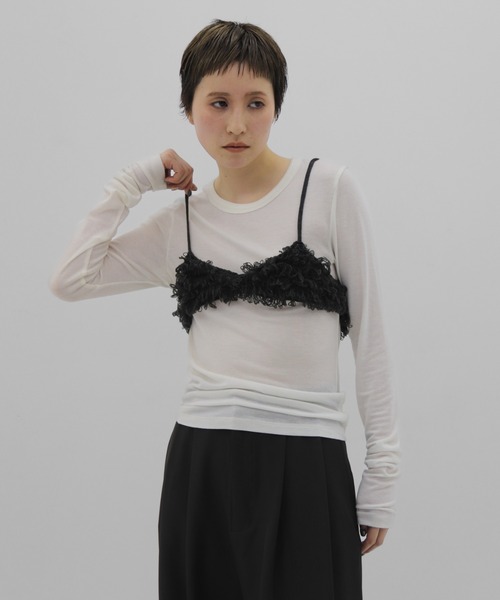 lit（リット）の「Loop Fringe Knit Bustier（キャミソール・レディース・ブラック/ベージュ/チャコールグレー・FREE）」の17枚目の写真