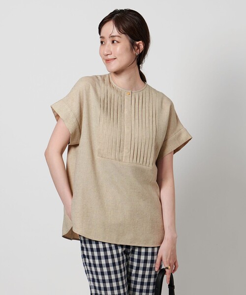 UNITED ARROWS♡ブラウス Spiree IAS タック ショートスリーブ ブラウス ‐接触冷感・UV