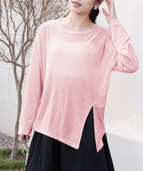Doux Belle(ドゥーベル)の「サイドスリットシアートップス(Tシャツ/カットソー・レディース・ブラック/ライトブルー/ピンク系その他/ブルー/グレー/ライトグリーン/グリーン/ピンク/ホワイト/ブラウン/サーモンピンク/ミント/イエロー/パープル/ブルー系その他・FREE)」の16枚目の写真