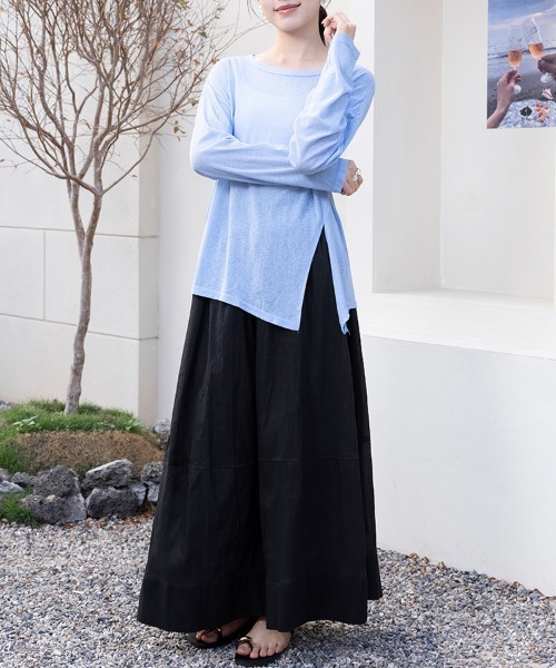 Doux Belle(ドゥーベル)の「サイドスリットシアートップス(Tシャツ/カットソー・レディース・ブラック/ライトブルー/ピンク系その他/ブルー/グレー/ライトグリーン/グリーン/ピンク/ホワイト/ブラウン/サーモンピンク/ミント/イエロー/パープル/ブルー系その他・FREE)」の19枚目の写真