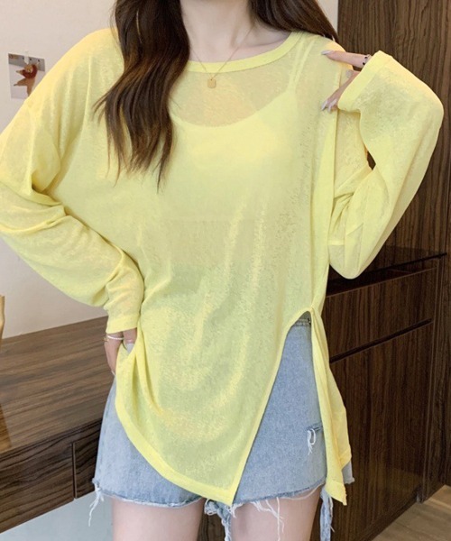 Doux Belle(ドゥーベル)の「サイドスリットシアートップス(Tシャツ/カットソー・レディース・ブラック/ライトブルー/ピンク系その他/ブルー/グレー/ライトグリーン/グリーン/ピンク/ホワイト/ブラウン/サーモンピンク/ミント/イエロー/パープル/ブルー系その他・FREE)」の20枚目の写真