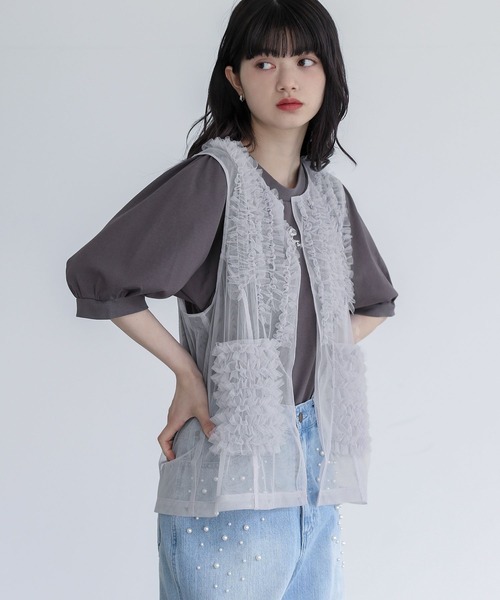 新品　ロージーモンスター　ボリュームチュールフリルベスト r. ベスト ジレ チュール フリルベスト レディース : ZOZOTOWN