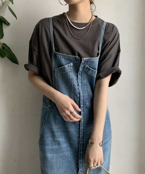 DouDou(ドゥドゥ)の「【WEB限定】 USAコットンビッグシルエットTEE(Tシャツ/カットソー・レディース・オレンジ/モスグリーン/オフホワイト/チャコールグレー・FREE)」の20枚目の写真