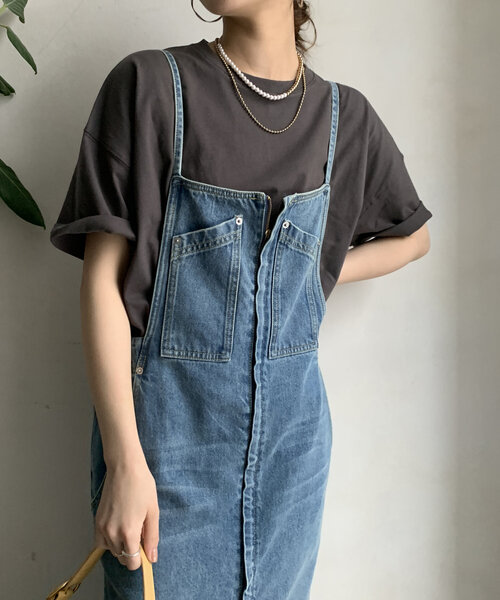 DouDou(ドゥドゥ)の「【WEB限定】 USAコットンビッグシルエットTEE(Tシャツ/カットソー・レディース・オレンジ/モスグリーン/オフホワイト/チャコールグレー・FREE)」の21枚目の写真