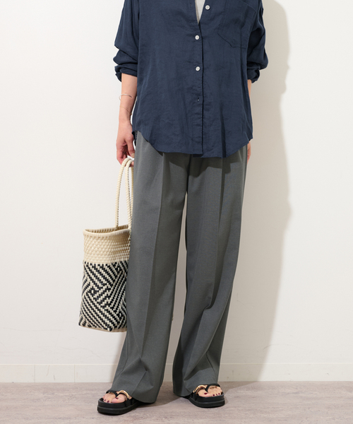 【satomi】ポンチタックパンツ　グリーン　ジャーナルスタンダード カラーT/C ツータック パンツ（デニムパンツ・ジーンズ